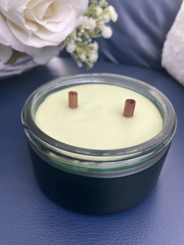 Természetes szúnyogriasztó gyertya zöld üvegtégelyben - citronella és fahéj illattal - Image 2
