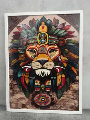 A harcos lelke – színes oroszlán falikép