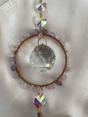 Napfogó - egy rézkarikás, ametiszt ásványokkal