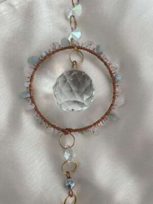 Napfogó - rézkerettel, amazonit ásványokkal