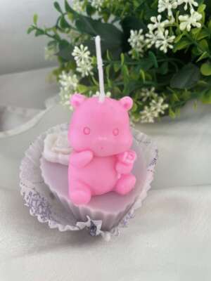 Virágos macis muffin gyertya