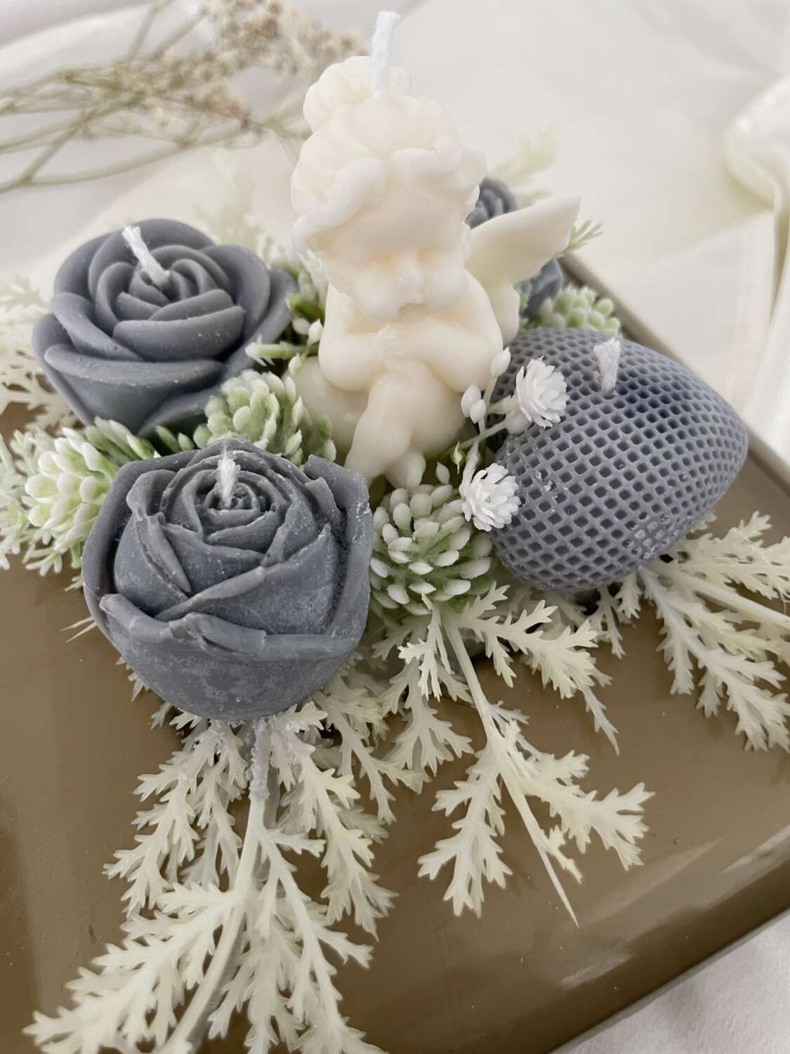 Szójaviasz sírdísz arany tartóban - Image 2