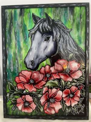 „Pipacsmező őrzője” – üvegfestett falikép