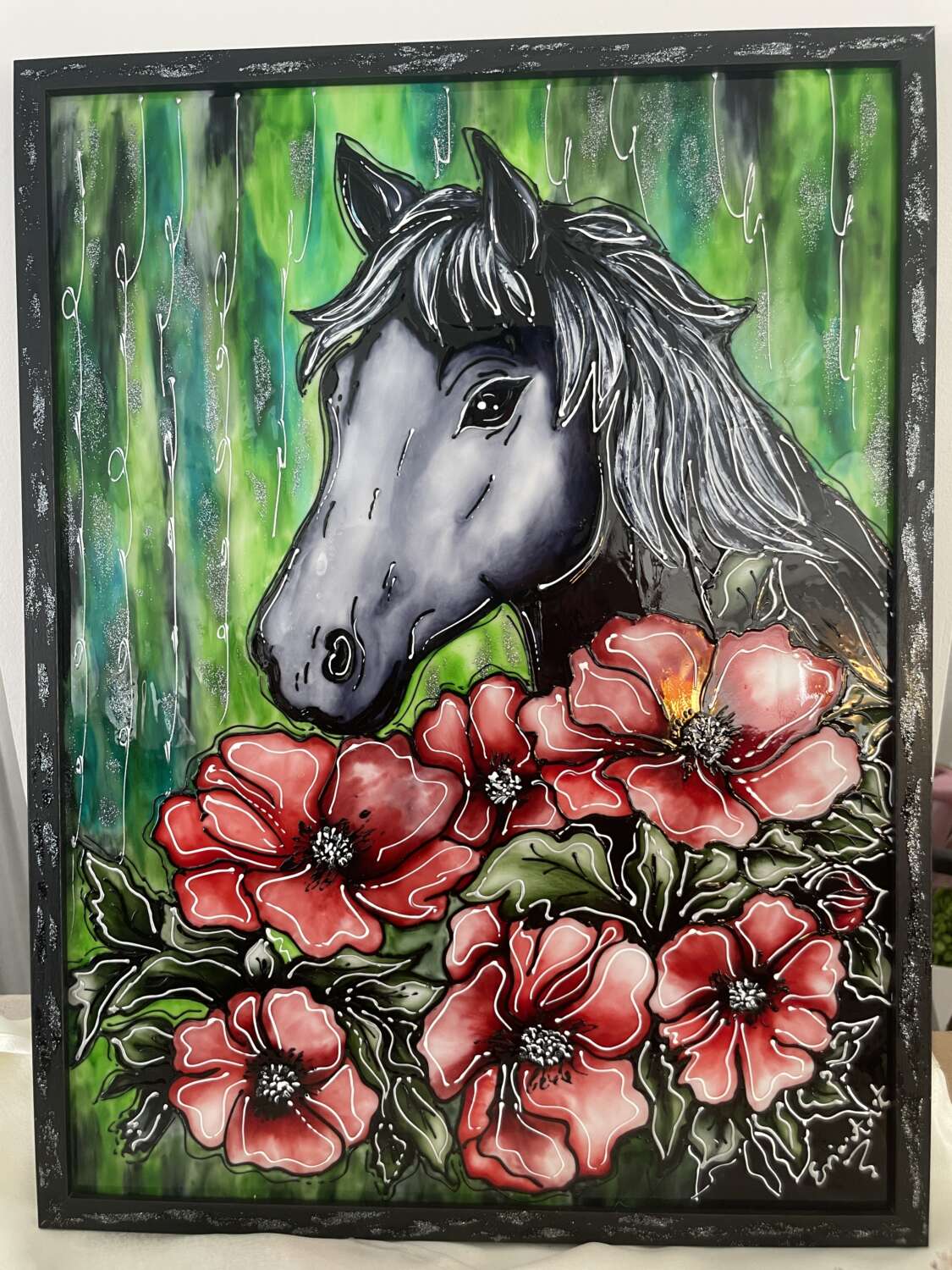 „Pipacsmező őrzője” – üvegfestett falikép