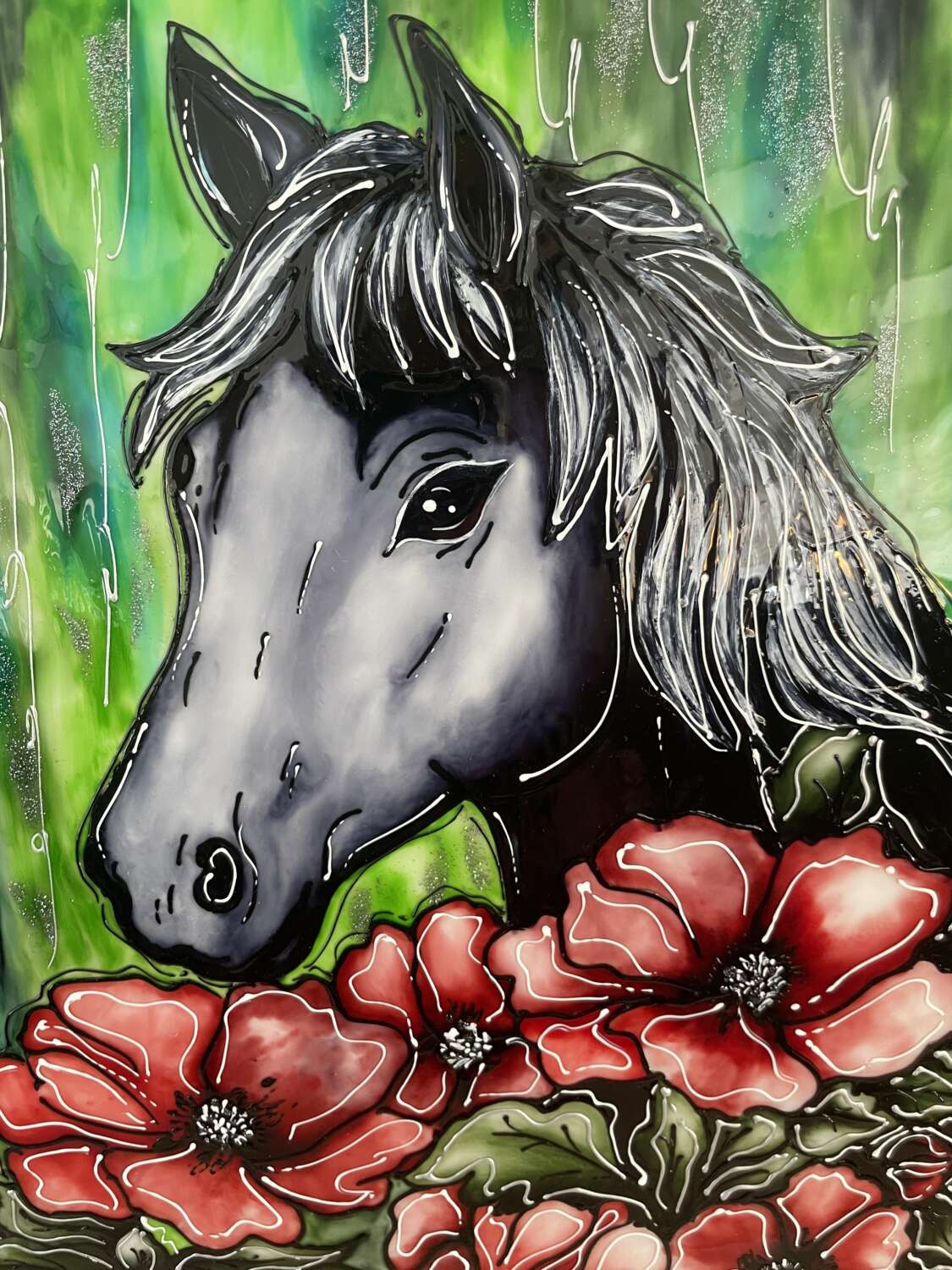 „Pipacsmező őrzője” – üvegfestett falikép - Image 2