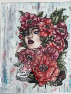 „Titokzatos virágvarázs” – üvegfestett falikép