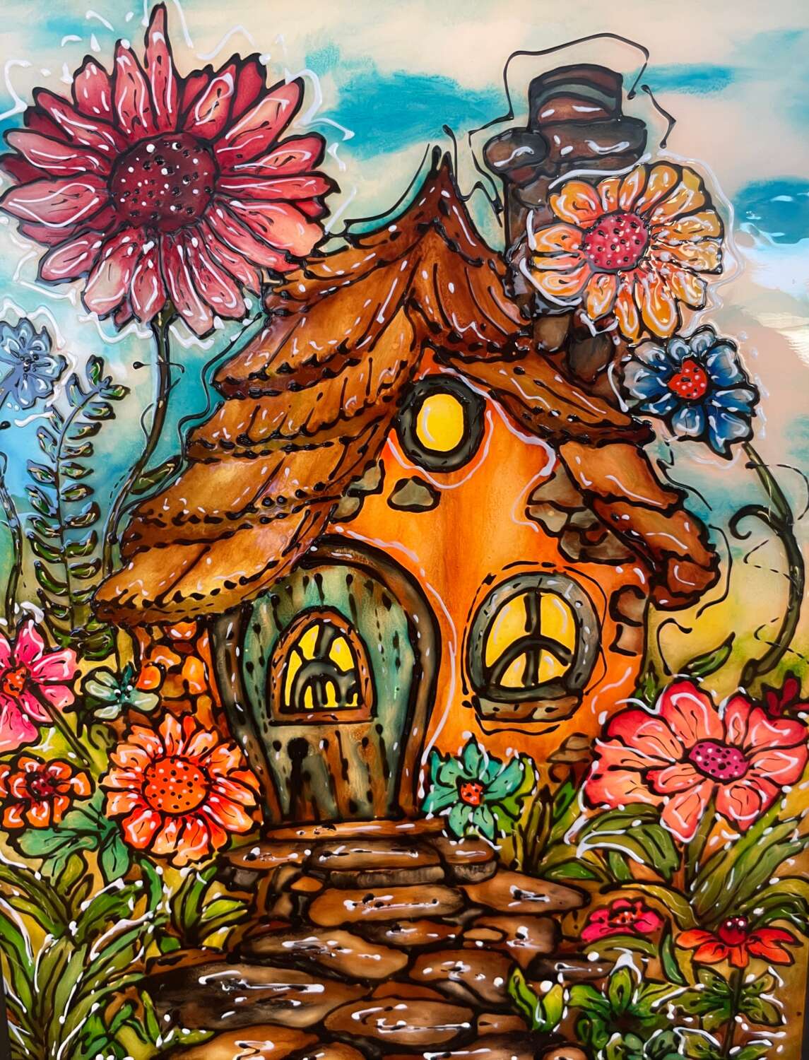 „Manólak” – kézzel festett, nagyméretű lámpás