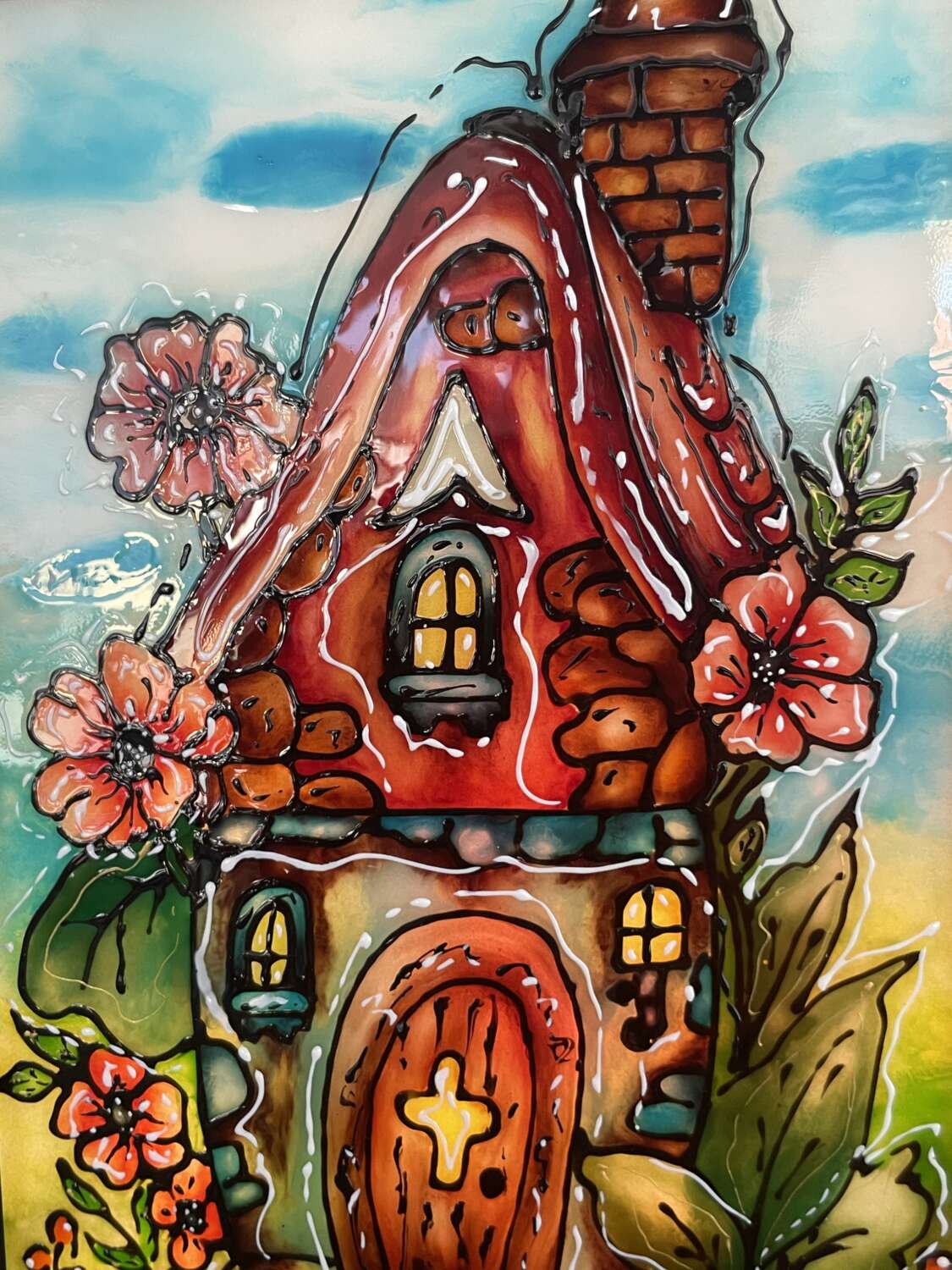 „Manólak” – kézzel festett, közepes méretű lámpás - Image 4