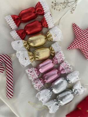 Fényes Szatén Szaloncukor Díszek