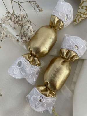 Fényes Szatén Szaloncukor Díszek - Arany