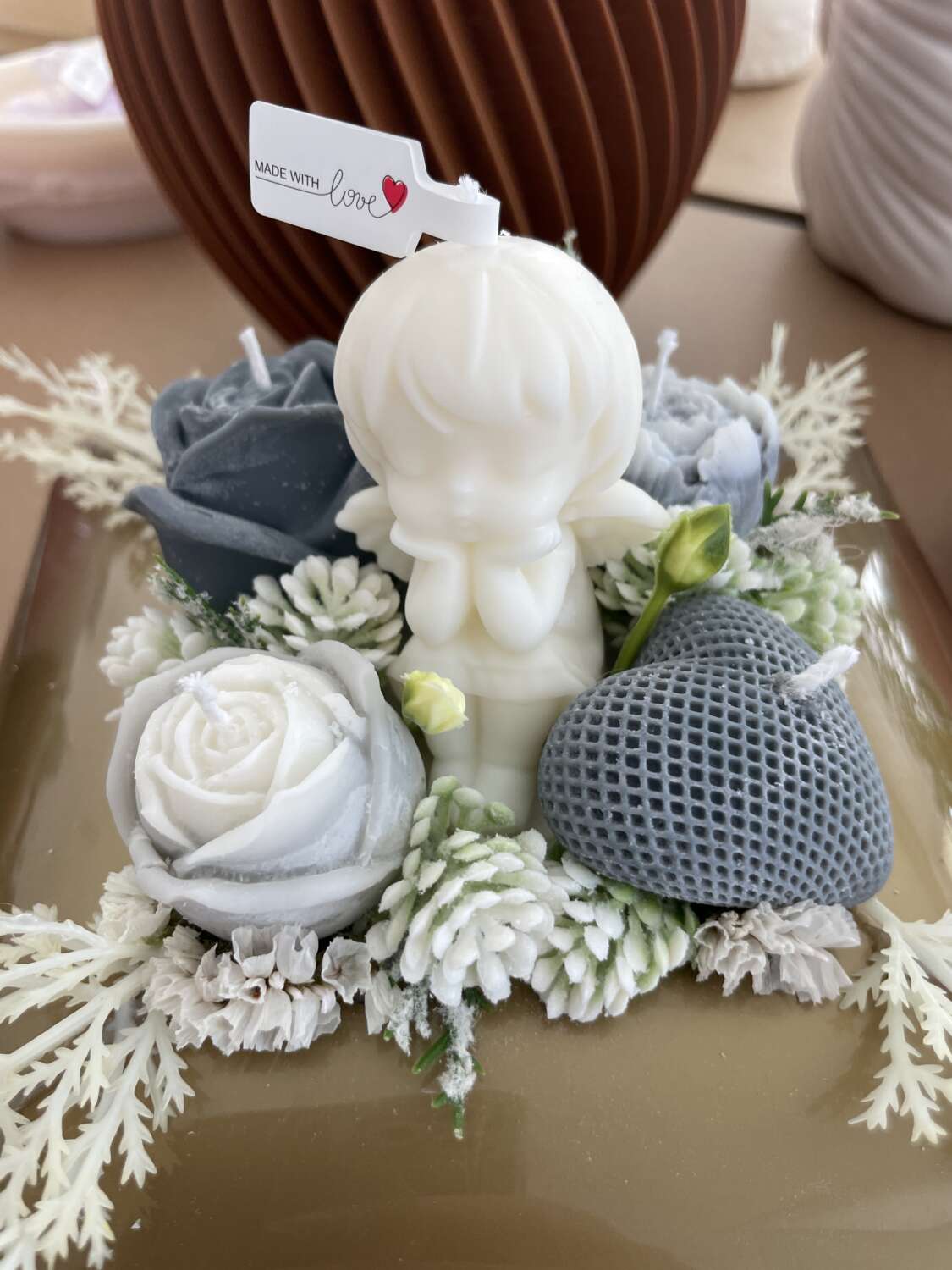 Szójaviasz sírdísz arany tartóban - Image 3