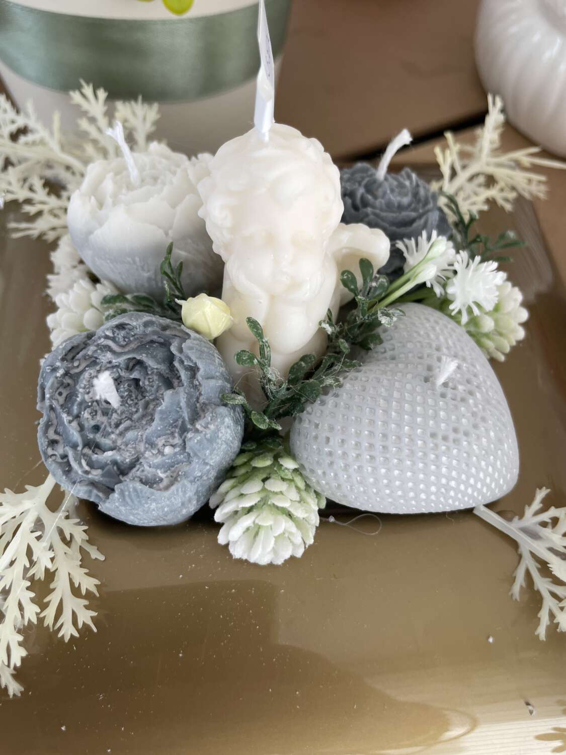 Szójaviasz sírdísz arany tartóban - Image 4