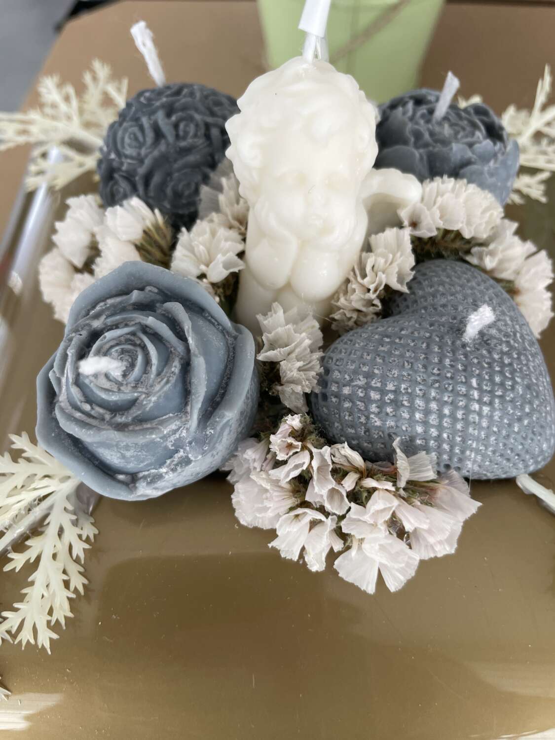 Szójaviasz sírdísz arany tartóban - Image 5