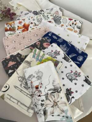 Vidám mintás, cipzáros pamutvászon tasakok